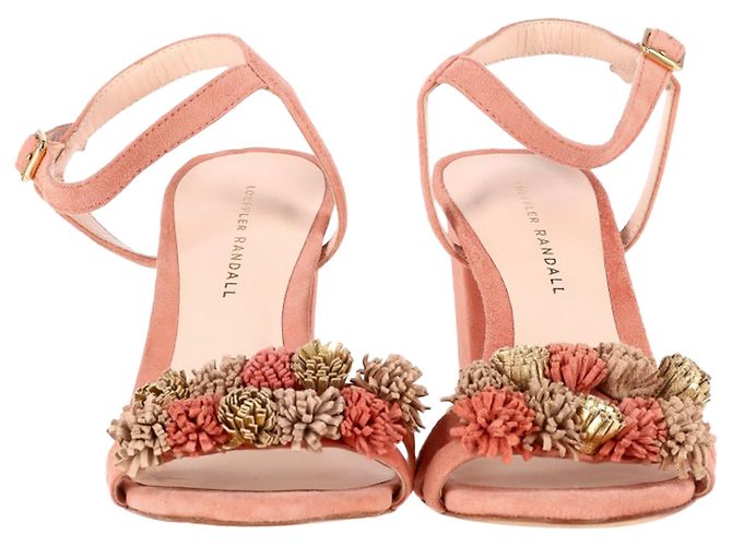 Sandalias de tacón adornadas con borlas Loeffler Randall en ante melocotón - vista 2