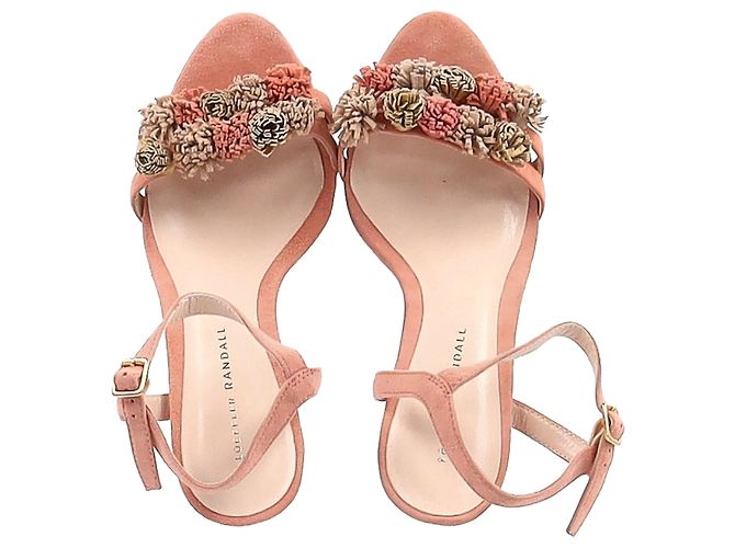 Sandalias de tacón adornadas con borlas Loeffler Randall en ante melocotón - vista 3