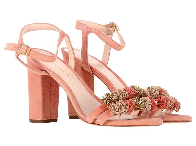 Sandalias de tacón adornadas con borlas Loeffler Randall en ante melocotón - vista 4