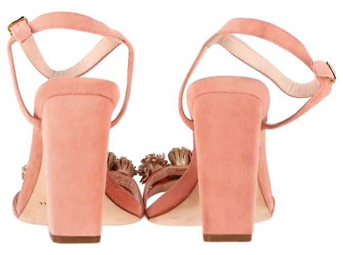Sandalias de tacón adornadas con borlas Loeffler Randall en ante melocotón - vista 5