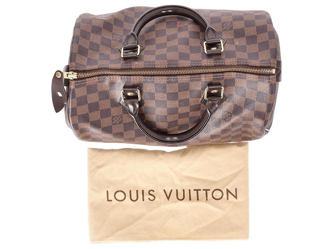 Louis Vuitton Speedy Bandoulière 30 en toile marron Rouge - vue 5