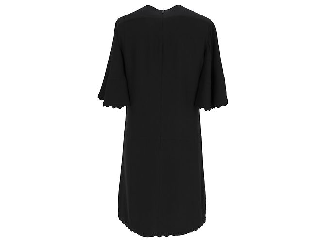 Abito al ginocchio in acetato nero con dettagli scallop di Chloé - vista 3
