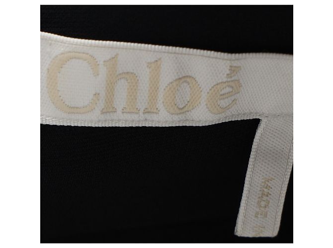 Abito al ginocchio in acetato nero con dettagli scallop di Chloé - vista 4