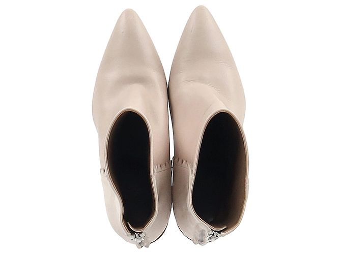 Botas de tornozelo Hermès Proof em couro e camurça creme Branco Cru - vista 3