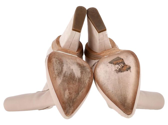 Botas de tornozelo Hermès Proof em couro e camurça creme Branco Cru - vista 6