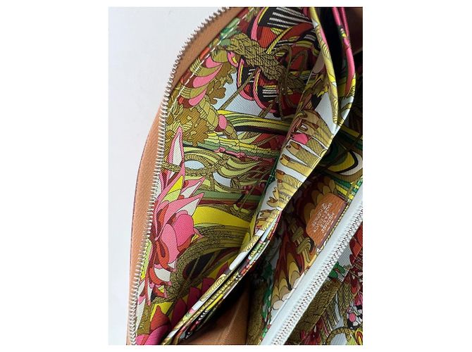 Silk In Carteira longa zíper em seda Epson dourada da Hermès Marrom - vista 10