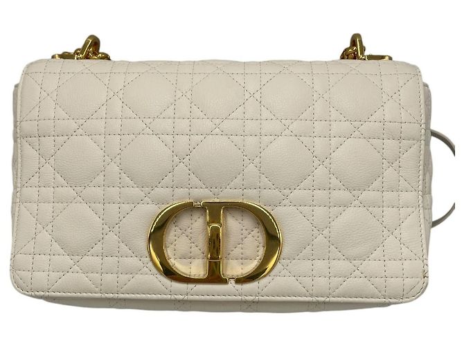 Dior Caro Medio Pelle Cannage Bianca Oro Bianco - vista 2