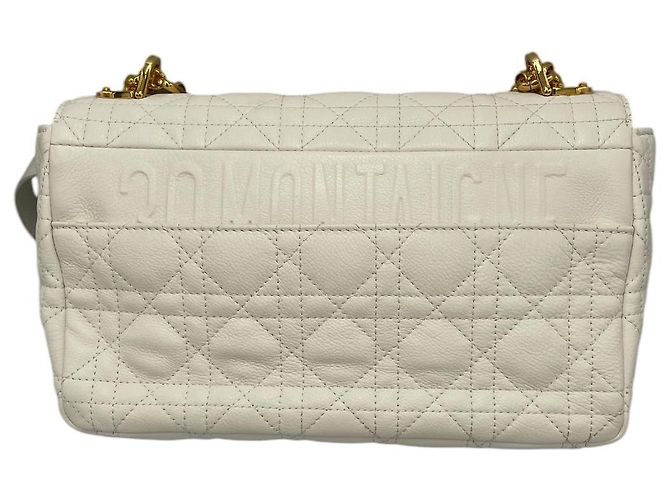Dior Caro Medio Pelle Cannage Bianca Oro Bianco - vista 3
