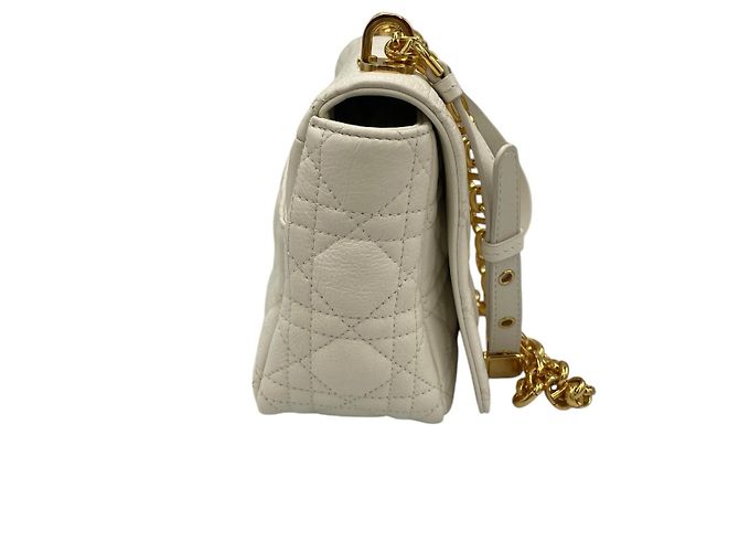 Dior Caro Medio Pelle Cannage Bianca Oro Bianco - vista 4