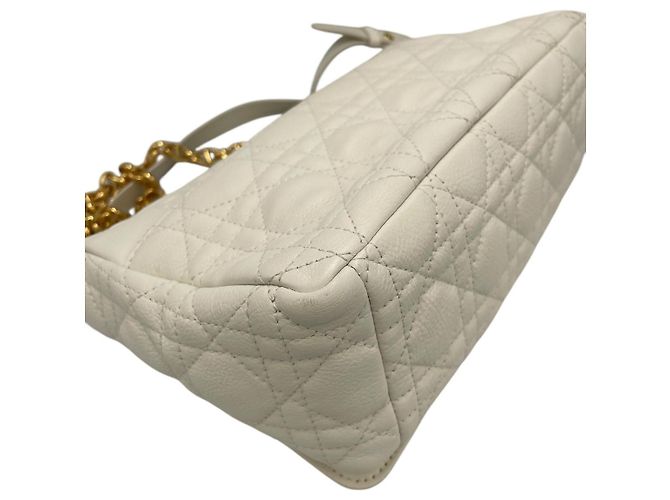 Dior Caro Medio Pelle Cannage Bianca Oro Bianco - vista 9