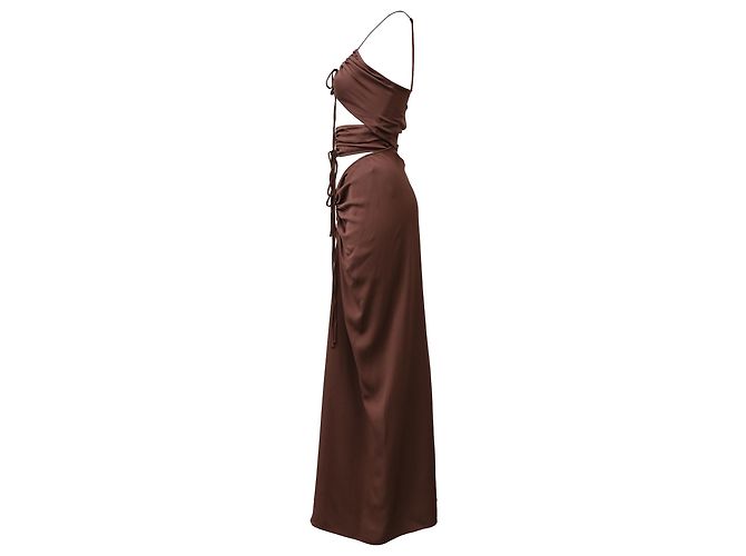 Autre Marque Abito Maxi Halter in Viscosa Marrone con Cut-Out di Christopher Esber Rosso - vista 2