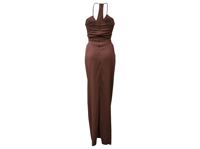 Autre Marque Abito Maxi Halter in Viscosa Marrone con Cut-Out di Christopher Esber Rosso - vista 3