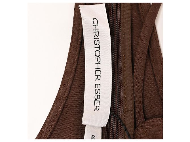 Autre Marque Abito Maxi Halter in Viscosa Marrone con Cut-Out di Christopher Esber Rosso - vista 4