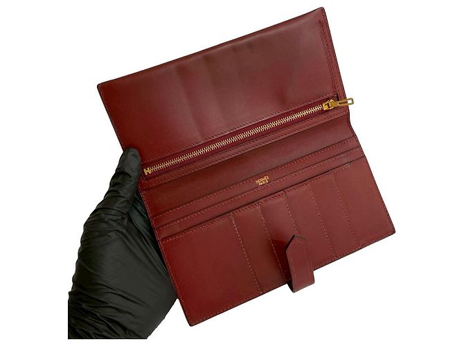Portafoglio Hermès Béarn in pelle box calf Rosso - vista 8