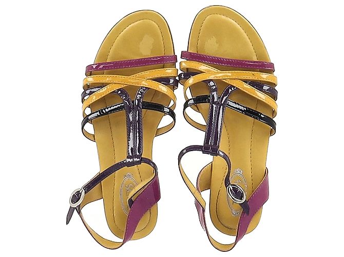 Sandali piatti con cinturini Tod's in pelle verniciata multicolore - vista 3