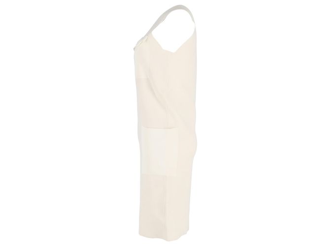 Edge Céline Vestido midi sin mangas con cuatro bolsillos en viscosa crema Celine Blanco Crudo - vista 2