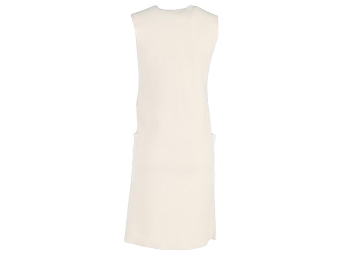 Edge Céline Vestido midi sin mangas con cuatro bolsillos en viscosa crema Celine Blanco Crudo - vista 3