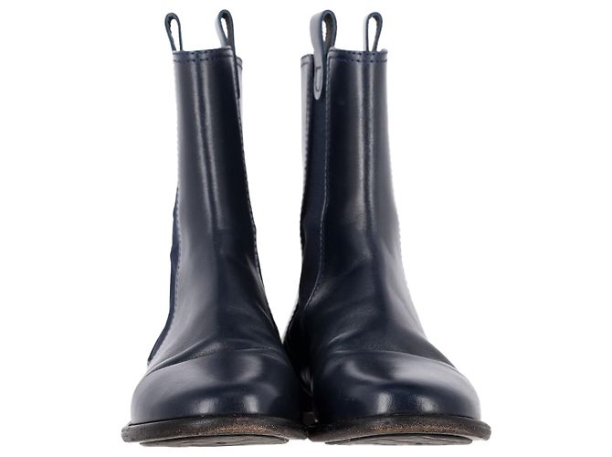 Timeless Stivali Chelsea Chanel in pelle blu navy - vista 2