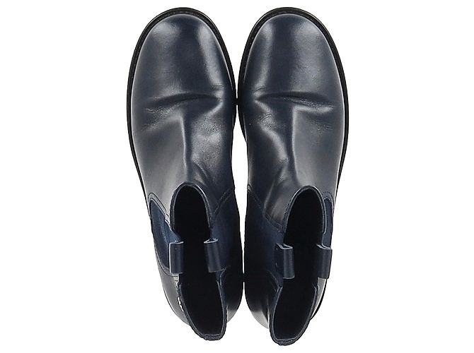 Timeless Stivali Chelsea Chanel in pelle blu navy - vista 3