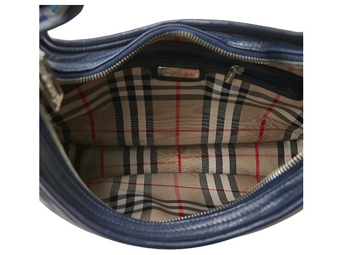 Borsa a Spalla in Pelle Nova Check di Burberry Blu - vista 9