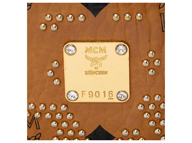 MCM Visetos Mini Zaino Studded Marrone - vista 8