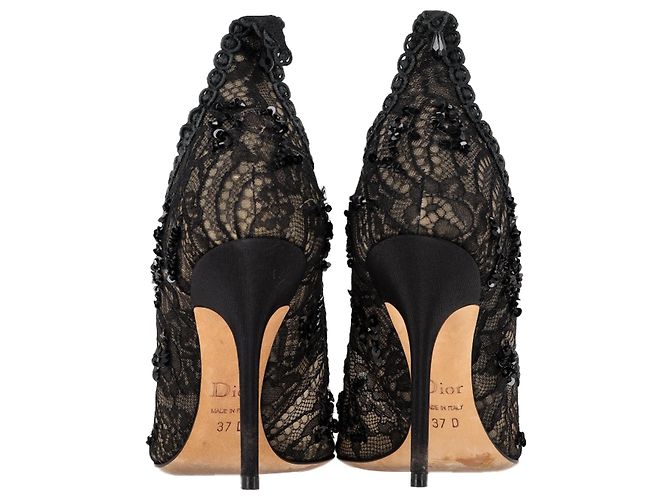 Christian Dior Dior Lace Embellished Pumps in Black Polyester - view 5