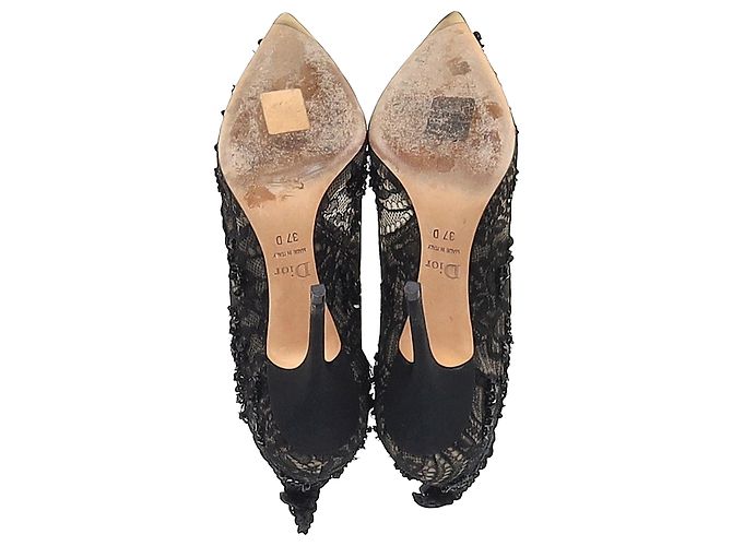 Christian Dior Dior Lace Embellished Pumps in Black Polyester - view 6