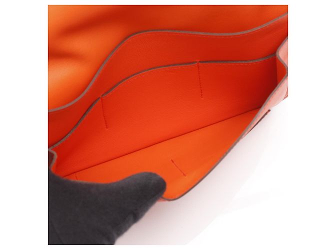 Portafoglio Hermès Dogon Duo GM in Veau Swift Arancione - vista 3
