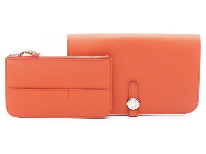Portafoglio Hermès Dogon Duo GM in Veau Swift Arancione - vista 6