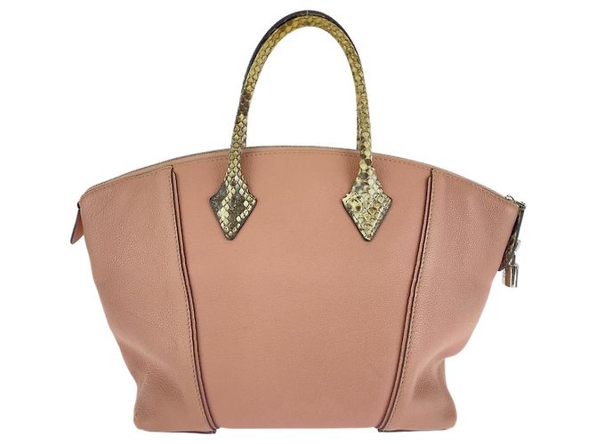 Borsa Louis Vuitton Lockit PM in pelle Parnaçae/python Rosa - vista 2
