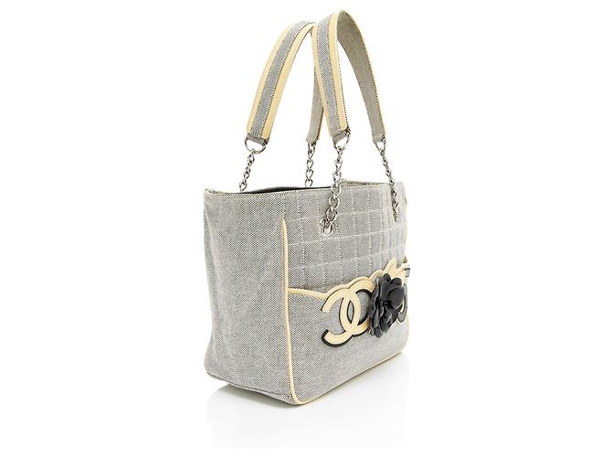 Gabrielle Chanel Vintage Canvas Camellia No. 5 Tasche Blau - Ansicht 2