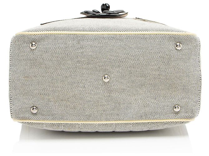Gabrielle Chanel Vintage Canvas Camellia No. 5 Tasche Blau - Ansicht 4