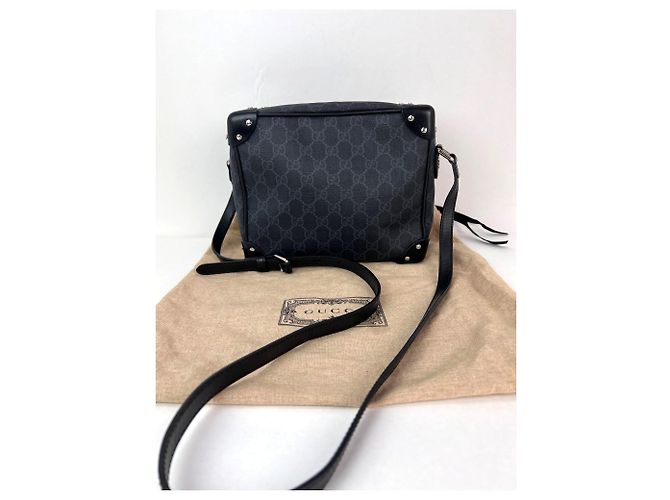 Borsa a tracolla quadrata Gucci GG Supreme Selleria nera Nero - vista 2