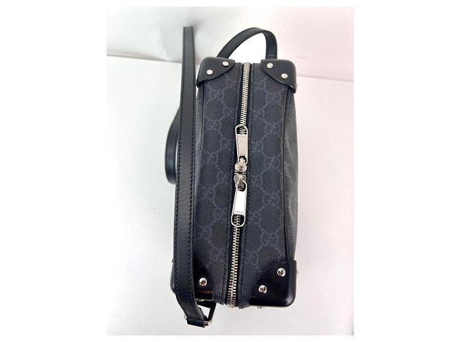 Borsa a tracolla quadrata Gucci GG Supreme Selleria nera Nero - vista 3