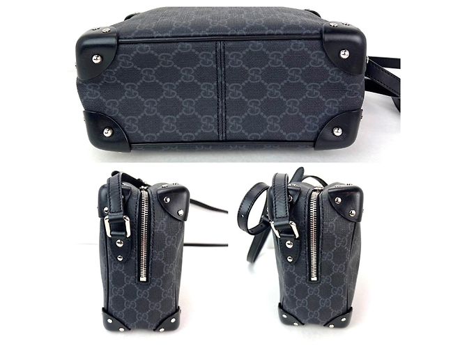 Borsa a tracolla quadrata Gucci GG Supreme Selleria nera Nero - vista 4