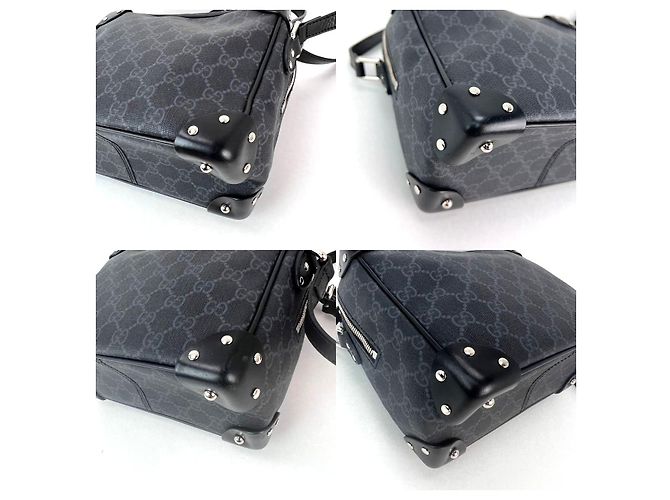 Borsa a tracolla quadrata Gucci GG Supreme Selleria nera Nero - vista 7