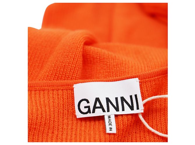 Ganni Schnürtop aus orangefarbener Merinowolle - Ansicht 5