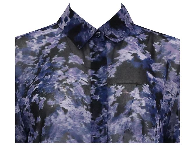 Altuzarra Chika Printed Blouse in Navy Blue Polyester - view 2