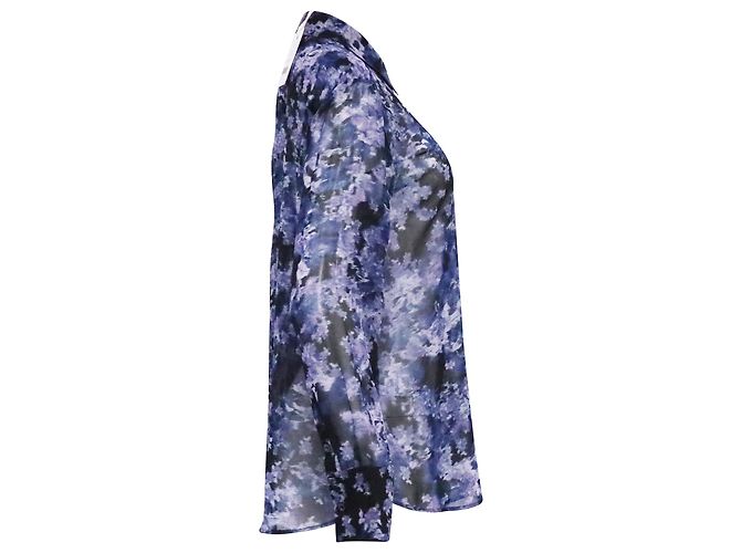 Altuzarra Chika Printed Blouse in Navy Blue Polyester - view 3