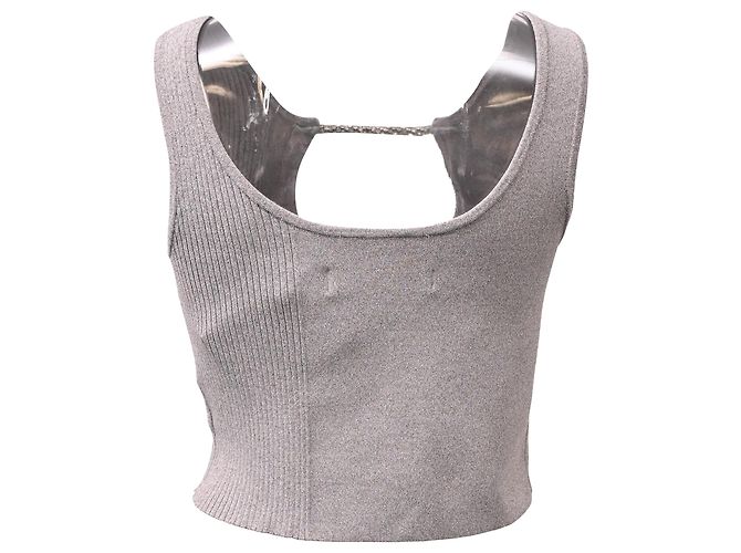 Autre Marque Verzierte Gitter-Top aus grauer Viskose von Christopher Esber - Ansicht 3