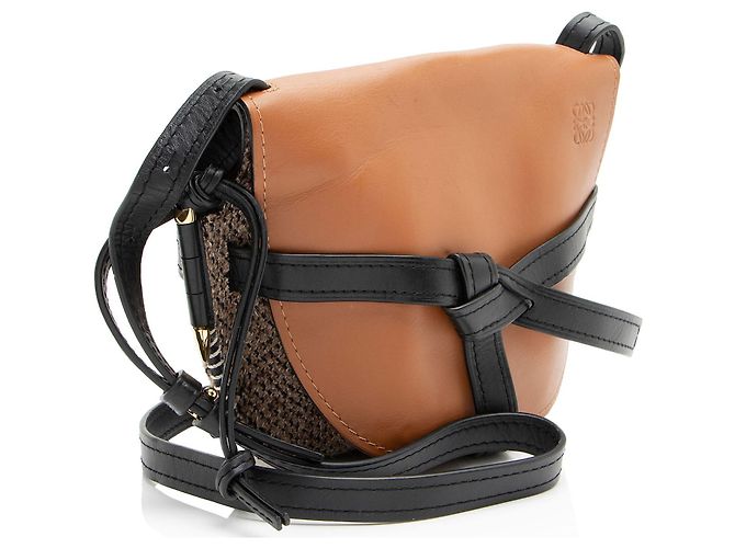 Loewe Piccola Borsa a Spalla in Tweed di Pelle di Vitello Gate Nero - vista 2