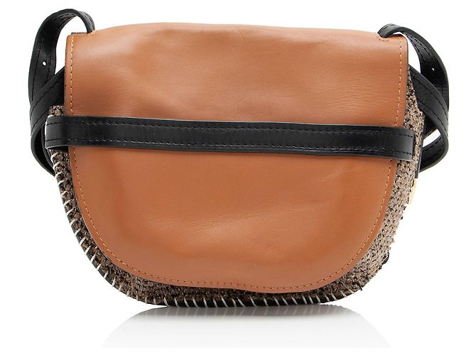 Loewe Piccola Borsa a Spalla in Tweed di Pelle di Vitello Gate Nero - vista 3