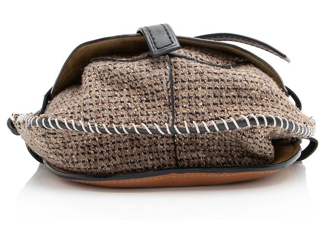 Loewe Piccola Borsa a Spalla in Tweed di Pelle di Vitello Gate Nero - vista 4