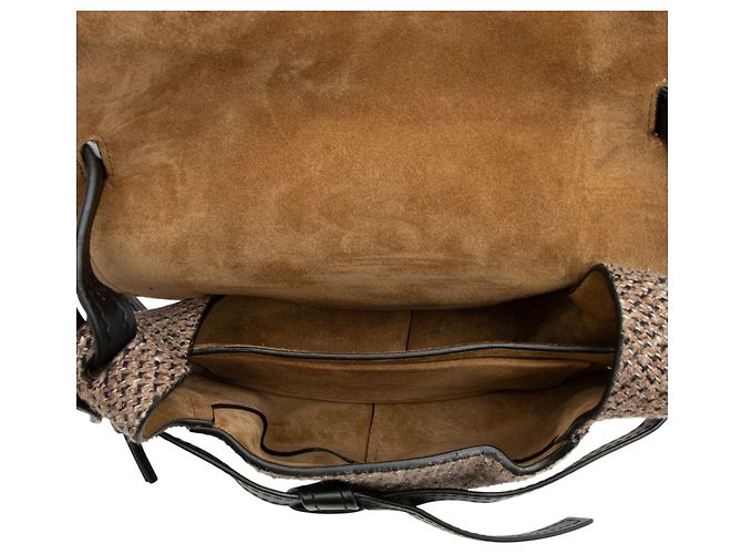 Loewe Piccola Borsa a Spalla in Tweed di Pelle di Vitello Gate Nero - vista 7