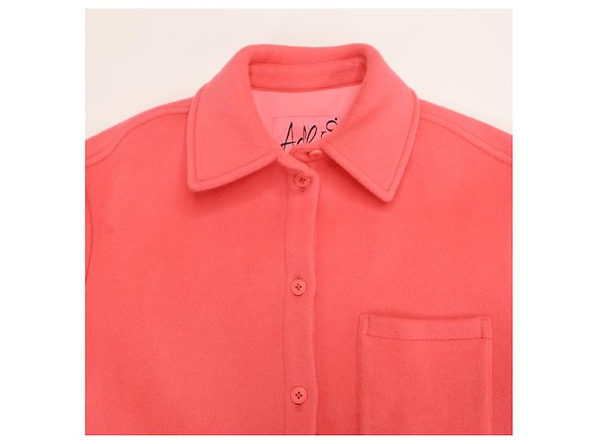 Max & Co Camicia Overshirt con Bottoni in Lana Corallo - vista 5