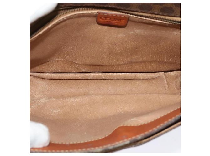 Céline Borsa a Spalla in Tela Macadam CELINE in Pelle PVC Marrone Oro Auth bs28301 D'oro - vista 11