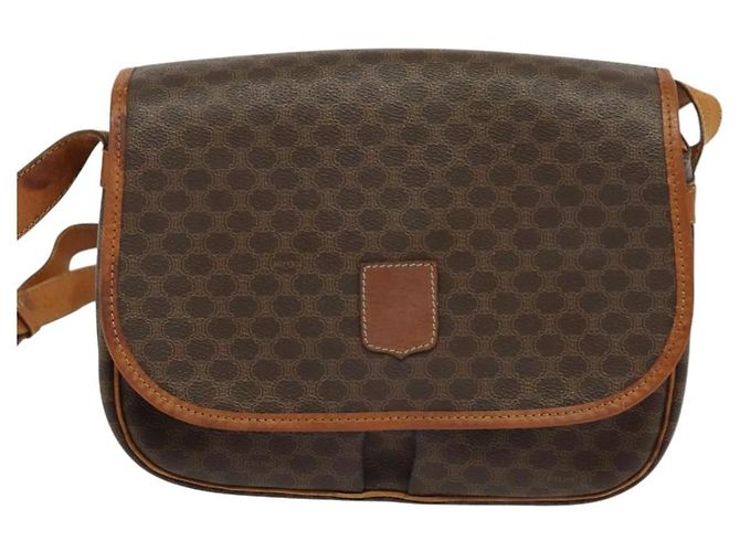 Céline Borsa a Spalla in Tela Macadam CELINE in Pelle PVC Marrone Oro Auth bs28301 D'oro - vista 13