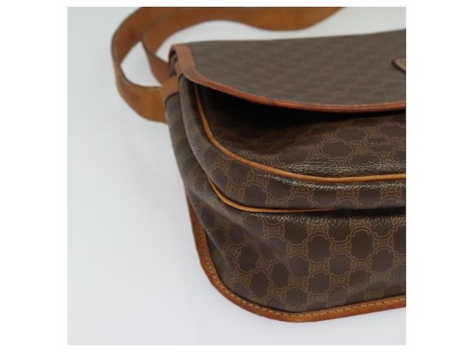 Céline Borsa a Spalla in Tela Macadam CELINE in Pelle PVC Marrone Oro Auth bs28301 D'oro - vista 14