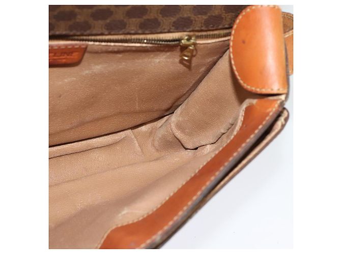 Céline Borsa a Spalla in Tela Macadam CELINE in Pelle PVC Marrone Oro Auth bs28301 D'oro - vista 19