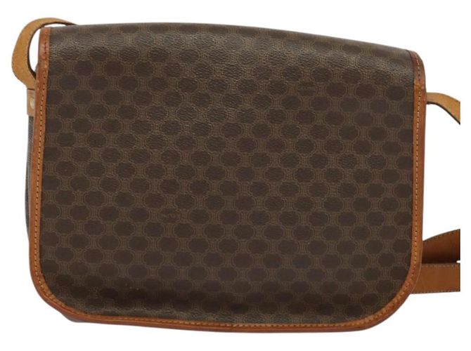 Céline Borsa a Spalla in Tela Macadam CELINE in Pelle PVC Marrone Oro Auth bs28301 D'oro - vista 2